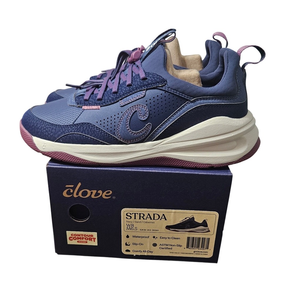 Clove Strada Nursing Sneakers Navy Cabernet Waterproof Non-Slip Women 8 M6.5